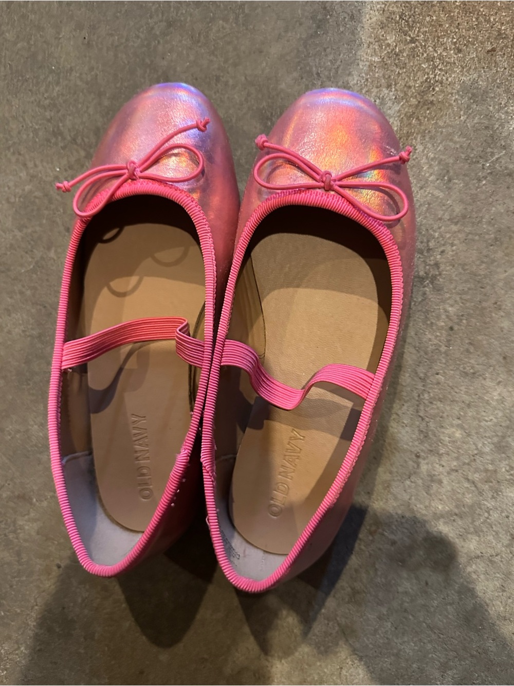 Old Navy Shimmer Pink Ballet Flats with Elastic Strap